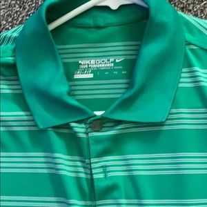Green and white Nike GOLF Dri-Fit Tour Polo